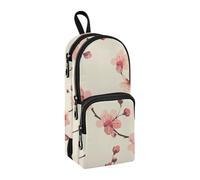 Cherry Blossoms Pencil Case, Big Capacity Pen Bag with Compartment Students Schoolbag Shape Stationery Organizer Pencil Pouch Marker Case for School Office Work