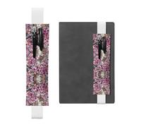 Cherry Blossoms Print Adjustable Elastic Band Pen Holder Pu Leather Pen Sleeve Pouch For Hardcover Journals, Notebooks