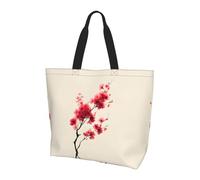 Cherry Blossoms Print Large Women Tote Bag,Stylish Waterproof Ladies Shoulder Bag, Folding Beach Travel Bag for Work,Shopping