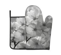 Cherry Blossoms Print Oven Mitts And Pot Holders Sets 7"X11" Kitchen Essentials 2-Piece Set Bbq, Baking