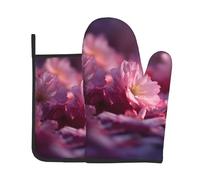Cherry Blossoms Print Oven Mitts And Pot Holders Sets 7"X11" Kitchen Essentials 2-Piece Set Bbq, Baking