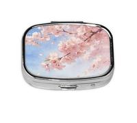 Cherry Blossoms Print Pill Box, Compact Pill Organizer with Full-Print Design for Travel and Daily Use