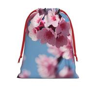Cherry Blossoms Print Reusable Drawstring Gift Bags For Candy Bag Birthday, Wedding Or Daily