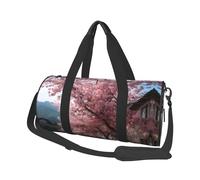 Cherry Blossoms Print Round Duffel Bag, Canvas Overnight Travel Tote Bag, Waterproof and Tear-Resistant.Foldable Weekend Travel Bag