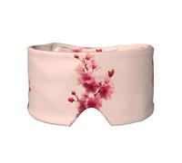 Cherry Blossoms Print Sleep Eye Mask with Earmuffs - Block Out Light Contoured Night Blindfold Eye Sleeping Mask with Ear Cover for Men Women Side Sleeper Night Gift