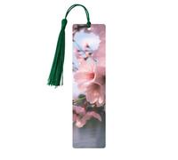 Cherry Blossoms Printed Metal Bookmarks S - Dark Green Lightweight Aluminium Book Marker for Books, Journals & Gifts, Ideal Book Lovers, Holiday Decor & Crafts