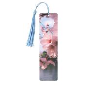 Cherry Blossoms Printed Metal Bookmarks S - Sky Blue Lightweight Aluminium Book Marker for Books, Journals & Gifts, Ideal Book Lovers, Holiday Decor & Crafts