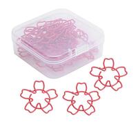 Cherry Blossoms Shape Paper Clips Rose Red Cute Mini Paper Clips for File Classification Office Home Use Plastic Covered Wire Material 30Pcs