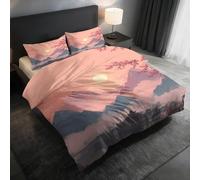 Cherry Blossoms Single Duvet Cover, Japanese Scenery Bedding Set 2 Piece Soft Microfiber Quilt Cover Reversible Duvet Sets with 1 Pillows Zipper Closure L-96
