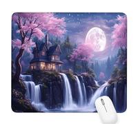 Cherry Blossoms Small Mouse Mat 10.24×8.27×0.12 inches,2026 New Year Gaming Mousepad Moon Mini Desk Pad with Non-Slip Base and Stitched Edge,for Wireless Mouse,Laptop,Office Home,Gift Men/Woman D-490