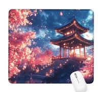 Cherry Blossoms Small Mouse Mat 13.39×11.02×0.12 in,2026 New Year Gaming Mousepad Architecture Mini Desk Pad with Non-Slip Base and Stitched Edge,for Wireless Mouse,Laptop,Office Home,Gift Men D-886
