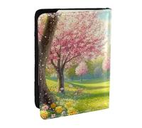 Cherry Blossoms Spring Pink Flowers Printed Passport Holder,Travel Pu Leather Passport Cover Case Organiser for Men Women,6.5 Inch