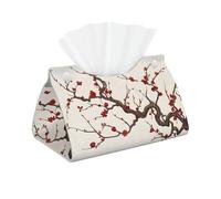 Cherry Blossoms Spring Summer Flower Tissue Box Cover Pu Leather Tissue Holder Long Decorative Organizer For Office Car Home Bathroom Napkins and Facial Dispenser