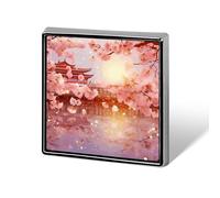 Cherry Blossoms Square Lapel Pin 0.7x0.7in Aluminum Badge Stylish Personalized Accessory Daily Wear