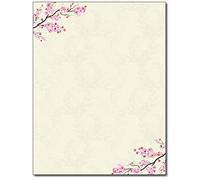 Cherry Blossoms Stationery Paper - 50 Sheets | 28lb Bond Decorative Writing Paper for Letters, Notes, Invitations & Thank You Cards