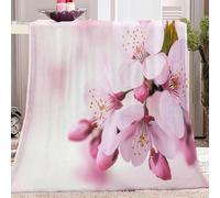 Cherry Blossoms Throw Blanket 100 x 150 cm Pink Flowers Flannel Fluffy Fleece Blanket Soft Lightweight Warm Blankets and Throws for Bed Sofa and Couch A-4532