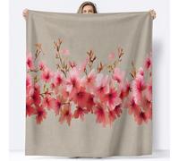 Cherry Blossoms Throw Blanket 180x200 cm Spring Flowers Flannel Fluffy Fleece Blanket Soft Lightweight Warm Blankets and Throws for Bed Sofa and Couch a-1038