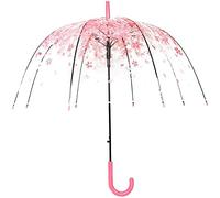 Cherry Blossoms Transparent Umbrella Clear Bubble Umbrella for Kids Girls Boys or Women Dome Auto Open Umbrella Windproof for Outdoor Parties Picnics Travel Weddings