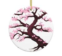 Cherry Blossoms Tree A 2.9-inch Ceramic Christmas Ornament with a Printed Pattern Perfect for windowsills porches and Living Rooms