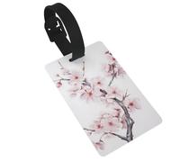 Cherry Blossoms Tree Luggage Tag PVC Travel Bag Tag with Strap ID Card Label for Suitcase Backpack Carry On Baggage Identifier