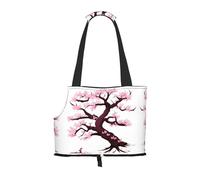 Cherry Blossoms Tree Print Cat Dog Purse Carrier for Small Dogs Up to 7 lbs, Fashion Women's Soft-Sided Pet Carrier Tote