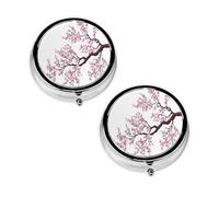 Cherry Blossoms Tree Print Pill Box 3 Compartment Medicine Pill Case,Portable for Pocket Or Purse Pill Organizer Decorative Metal Medicine Vitamin Organizer Unique Gift