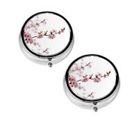 Cherry Blossoms Tree Print Pill Box 3 Compartment Medicine Pill Case,Portable for Pocket Or Purse Pill Organizer Decorative Metal Medicine Vitamin Organizer Unique Gift