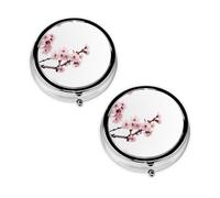 Cherry Blossoms Tree Print Print Pill Box 3 Compartment Medicine Pill Case,Portable for Pocket Or Purse Pill Organizer Decorative Metal Medicine Vitamin Organizer Unique Gift