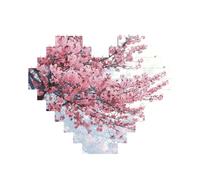 Cherry Blossoms Tree Printed Jigsaw Puzzle 10.8x12.8 CM, Heart-Shaped Puzzle Challenging Game for Adults, Fun Decorative Wall Decor
