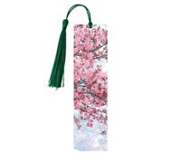 Cherry Blossoms Tree Printed Metal Bookmarks S - Dark Green Lightweight Aluminium Book Marker for Books, Journals & Gifts, Ideal Book Lovers, Holiday Decor & Crafts