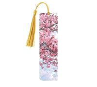 Cherry Blossoms Tree Printed Metal Bookmarks S - Gold Lightweight Aluminium Book Marker for Books, Journals & Gifts, Ideal Book Lovers, Holiday Decor & Crafts