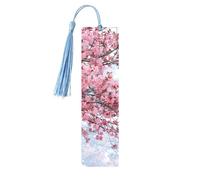 Cherry Blossoms Tree Printed Metal Bookmarks S - Sky Blue Lightweight Aluminium Book Marker for Books, Journals & Gifts, Ideal Book Lovers, Holiday Decor & Crafts