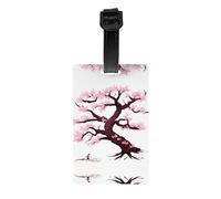 Cherry Blossoms Tree Printed PVC Luggage Tag Travel Anti Lost ID Label Personal Info Tag for Backpack and Suitcase