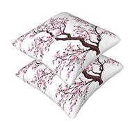 Cherry Blossoms Tree Throw Pillow Cases 2 Pack Square Pillowcases Super Soft Pillow Protectors With Zipper For Couch Livingroom Sofa Bed Office Car,50x50 Cm
