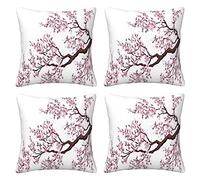 Cherry Blossoms Tree Throw Pillow Cases 4 Pack Square Pillowcases Super Soft Pillow Protectors With Zipper For Couch Livingroom Sofa Bed Office Car,40x40 Cm