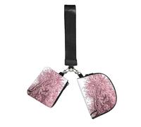 Cherry Blossoms Tree Wristlet Keychain Wallet Pouch with Strap Double Zipper Small Coin Purse Portable Wrist Bag for Travel Gym Daily Use