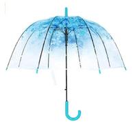 Cherry Blossoms Umbrella Cute Transparent Bubble Umbrella Clear Dome Semi-Automatic Sunny Umbrellas for Kids Girls Boys Women Romantic Lage Waterproof Canopy Rain Wedding Decoration (Blue)