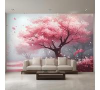 Cherry Blossoms Wallpaper for Living Room, Asian Oriental Japanese Wall Mural for Bedroom 130x80 cm, Non-Woven Photo Wallpaper, Home Decor D&O46
