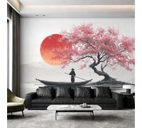 Cherry Blossoms Wallpaper for Living Room, Japanese Asian Wall Mural, Non-Woven Photo Wallpaper for Bedroom, Home Decor Wall Paper 350 x 256 cm (W x H) Y&W97