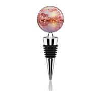 Cherry Blossoms Wine Stoppers, Decorative Zinc Alloy Wine Bottle Stopper, Reusable Silicone Cork for Red/White Wine Bottles - Standard Size