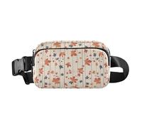 Cherry Blossoms Women Men Teenagers Trendy Waist Bag Fanny Pack for Travel Shopping Running, Autumn Leaf on Old White Wooden, One Size