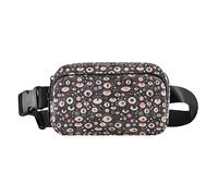 Cherry Blossoms Women Men Teenagers Trendy Waist Bag Fanny Pack for Travel Shopping Running, Black and White Evil Eyes, One Size