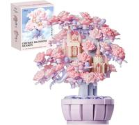 Cherry Bonsai Tree House Building Blocks Set, 547 PCS Micro Building Blocks Model Toy, Creative MOC Construction Blocks Set, Micro Bricks Not Compatible with Major Brands