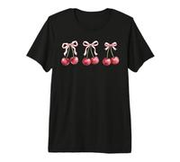 Cherry Bow Pattern Red Aesthetic Cherries Summer Fruit Lover Premium T-Shirt