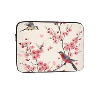 Cherry Branches Flowers Birds Laptop Sleeve Bag 15 Inch, Waterproof Shockproof Laptop Case Bag Computer Skin Bags Lightweight Tablet Carrying Case