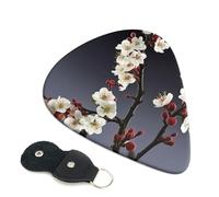 Cherry Branches Flowers Print Guitar Picks 6 Pack With Organizer Storage Bag 0.46 0.71 0.96mm Guitar Plectrums Guitars Accessories For Bass Electric Acoustic Guitars