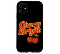 cherry bright fruit red cherries stylized leaf design Case for iPhone 11