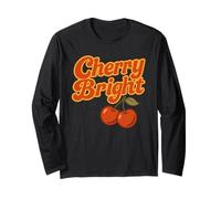 Cherry Bright Fruit red Cherries Stylized Leaf Design Long Sleeve T-Shirt