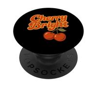 cherry bright fruit red cherries stylized leaf design PopSockets Adhesive PopGrip