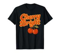 Cherry Bright Fruit red Cherries Stylized Leaf Design T-Shirt